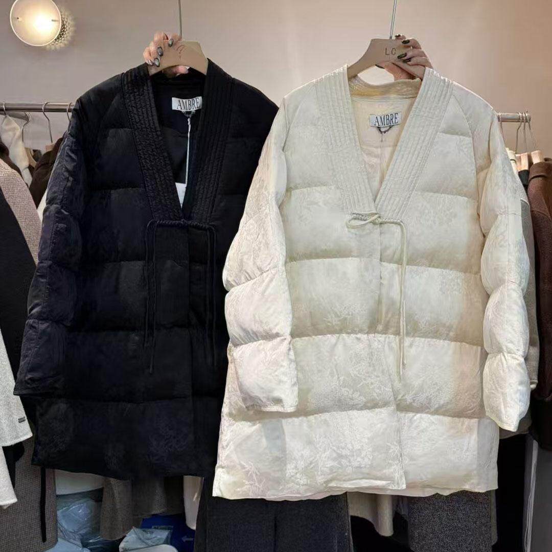 羽绒棉中长款新中式棉服女