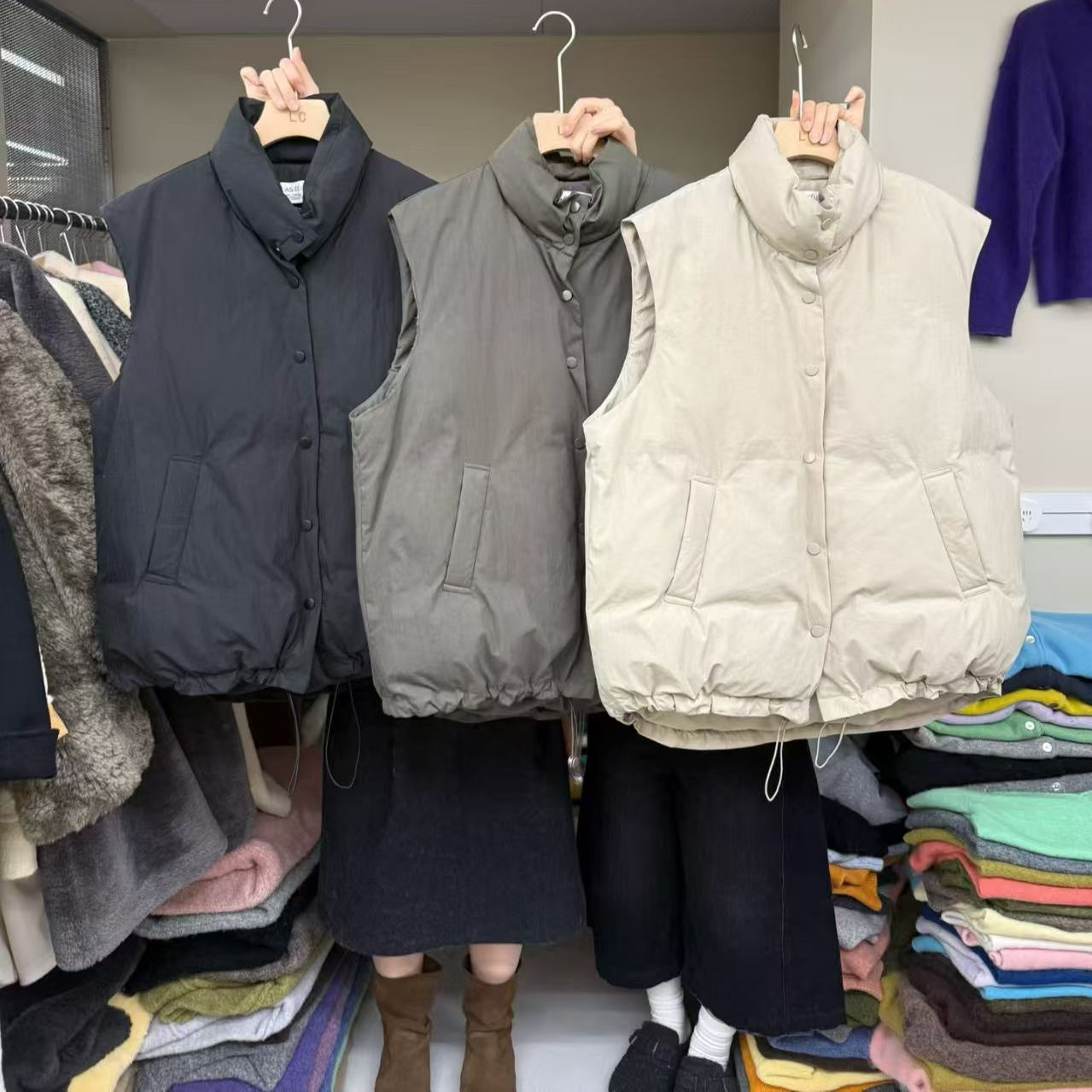 立领棉衣马甲女无袖棉衣冬季