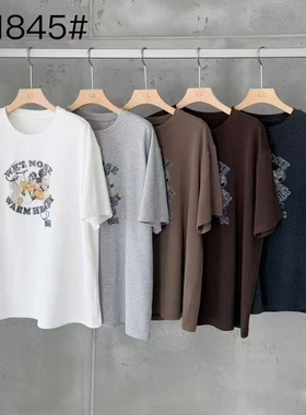 LASCELULA正品实体店同款韩系卡通字母印花纯棉短袖T恤女宽松上衣