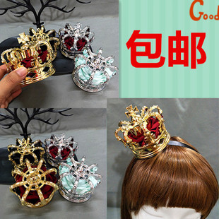 lolita头饰国王女王加冕礼洛丽塔新娘金色银色玫瑰立体皇冠头饰