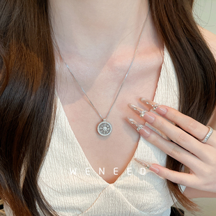 weneed925纯银项链女款 旋转八宝罗盘吊坠高级感新年礼物 2025新款