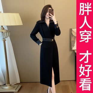 200斤大码秋季新款气场强大女装高级感黑色社会西装连衣裙