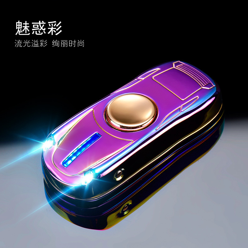 网红跑车陀螺打火机指尖解压旋转USB充电点烟器创意个性厂家直销