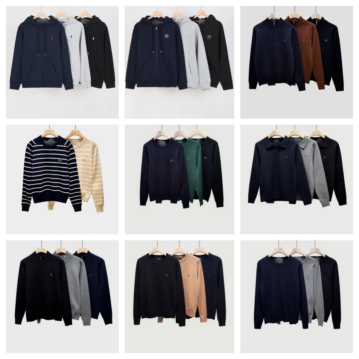 跨境货源1rl美式老钱风翻领v领毛衣针织衫套头长袖毛衣情侣款