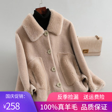 2020秋冬新款海宁羊剪绒皮草大衣女外套短款颗粒绒全羊毛皮毛一体