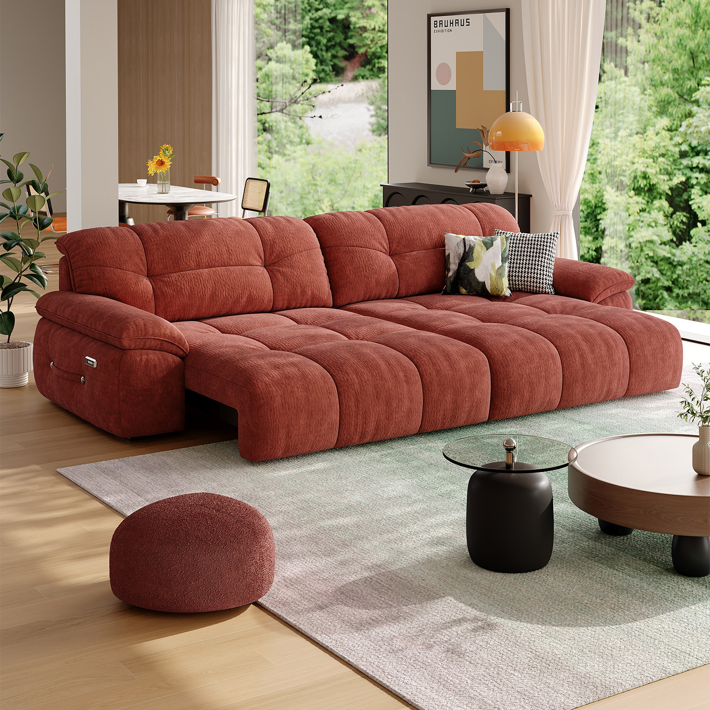 电动沙发床布艺小户型客厅复古风伸缩云朵现代简约功能沙发雪尼尔,住宅家具,功能沙发,淘宝优惠券,粉丝福利购,淘宝优惠卷