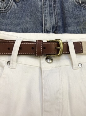 伊甸部落新款mk小牛皮拼接编织经典怀旧百搭牛仔裤女士皮带腰带