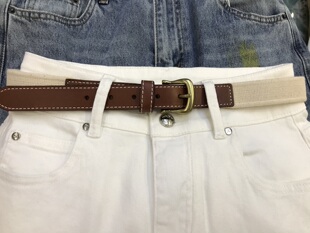 伊甸部落新款mk小牛皮拼接编织经典怀旧百搭牛仔裤女士皮带腰带