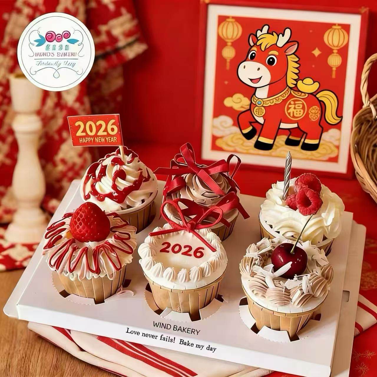 新年纸杯小蛋糕/创意造型精美小蛋糕氛围感上海同城配送微贝烘焙,零食/坚果/特产,生日/节日蛋糕,淘宝优惠券,粉丝福利购,淘宝优惠卷