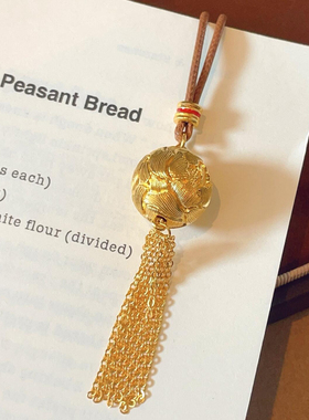 牡丹花球吊坠项链高级感金包银古法錾刻花朵流苏挂坠毛衣链送女友