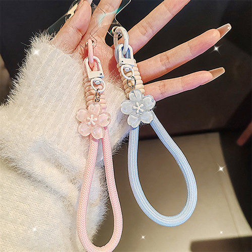小清新果冻樱花挂饰吊坠手机编织挂绳防丢CCD挂件可爱钥匙扣