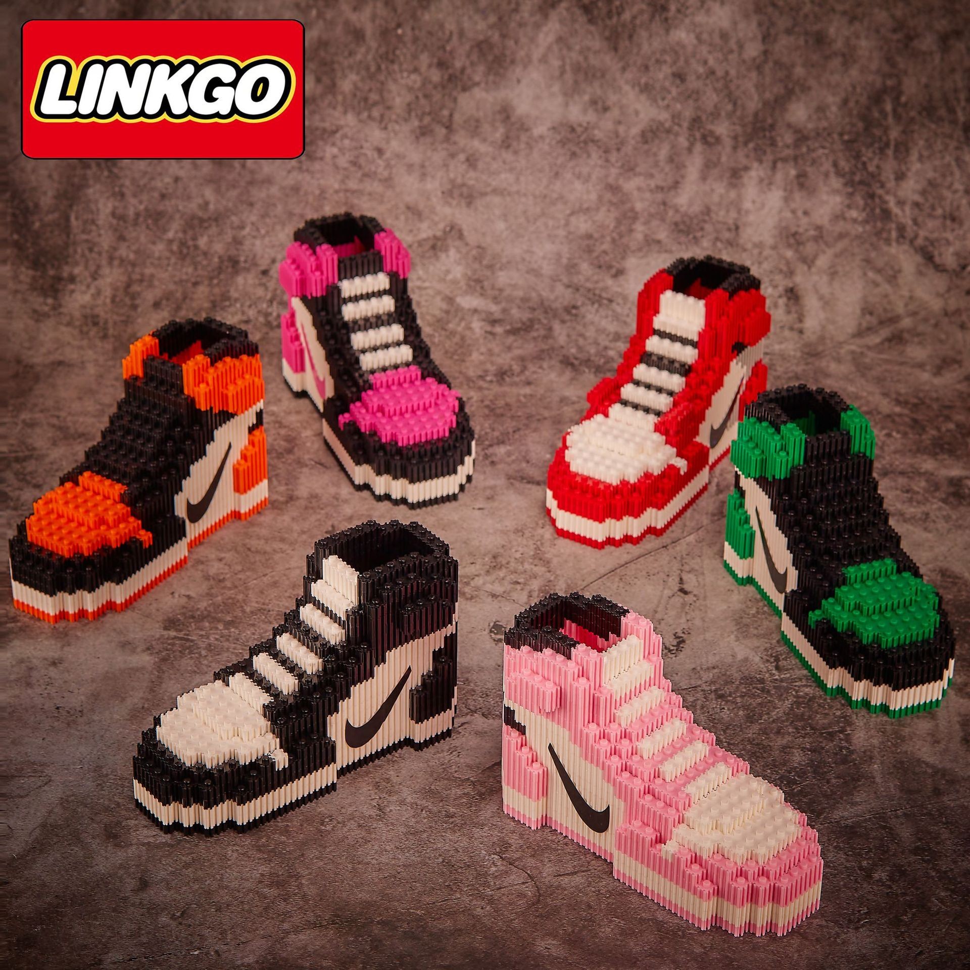 linkgo新品球鞋子串联积木普通塑料积木