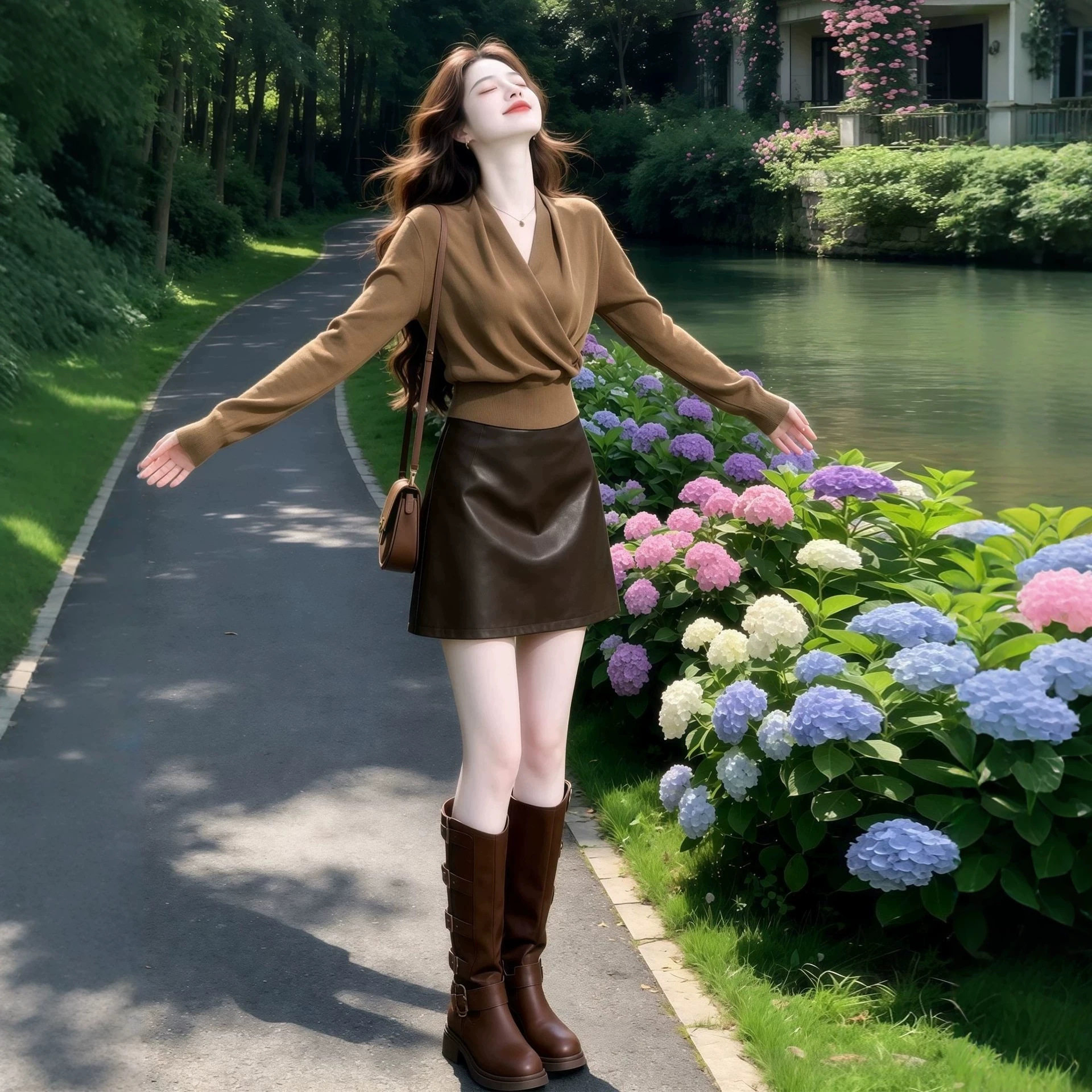 韩系交叉修身针织衫早秋装女款2026新款法式巨好看不撞款两件套装