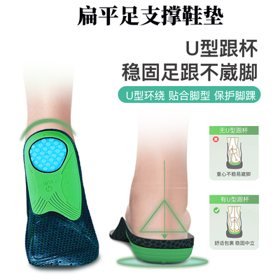 专利设计扁平足支撑鞋垫足弓支撑