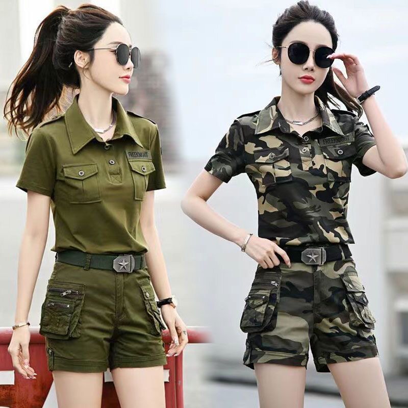 女士夏季迷彩服新款工作服套装