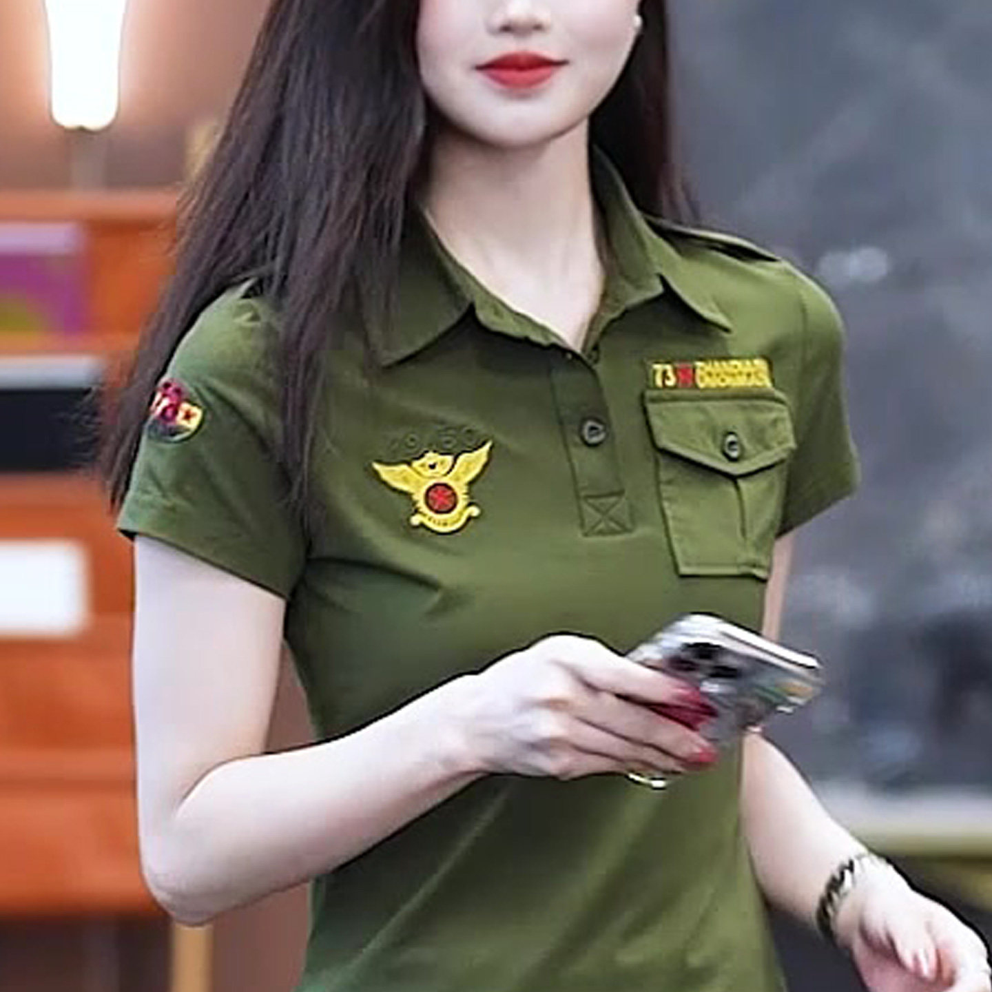 夏季迷彩服短袖上衣军绿翻领T恤