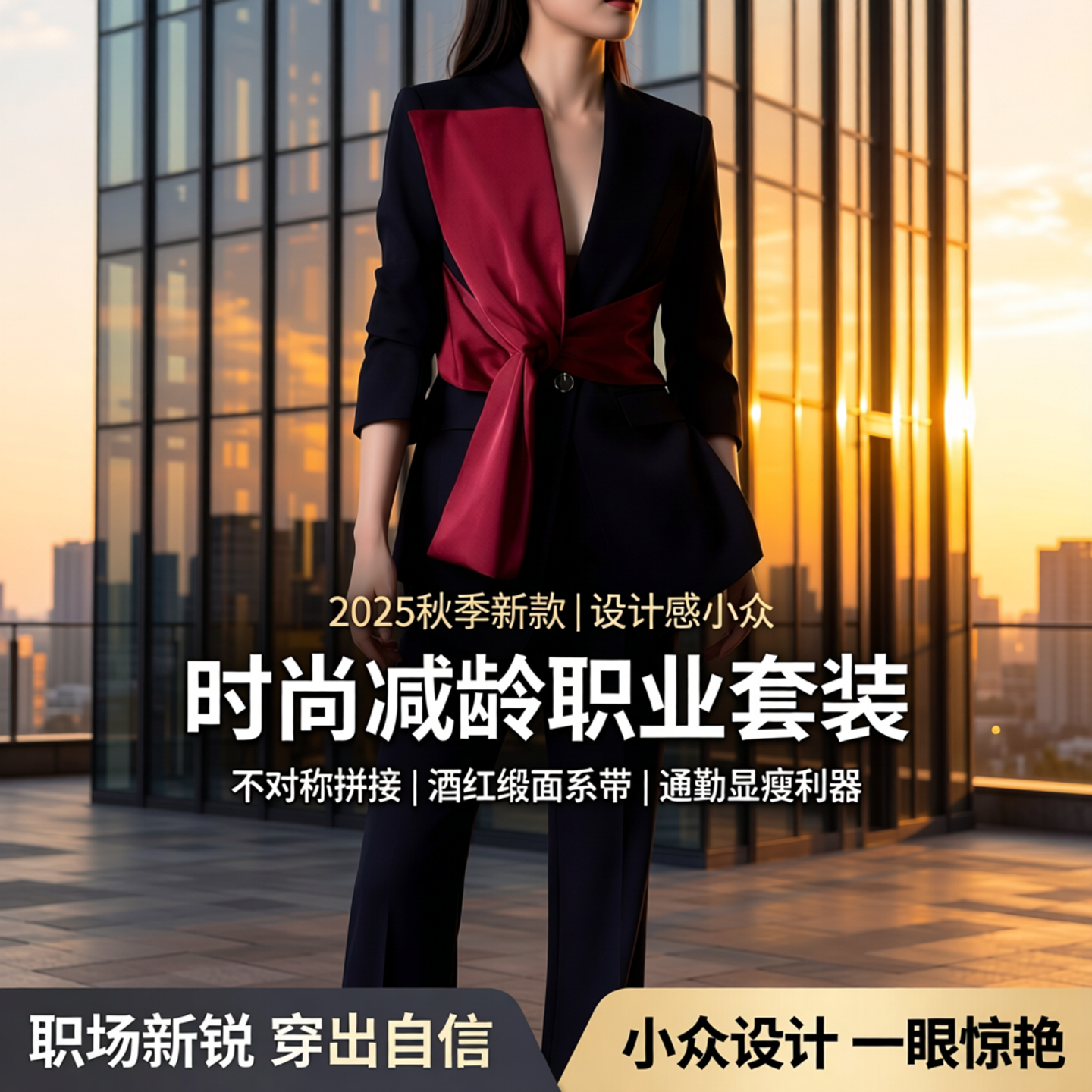 减龄轻奢风撞色收腰西装套装时尚女春季两件套显瘦高级感时尚气质