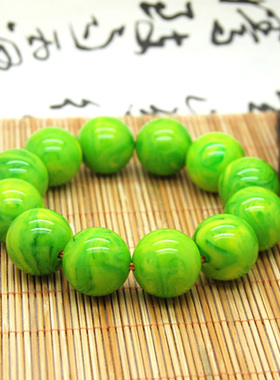 中东琥珀蜜蜡散珠/翠绿色雪山蜜蜡手链单珠/DIY圆珠配珠20mm手串