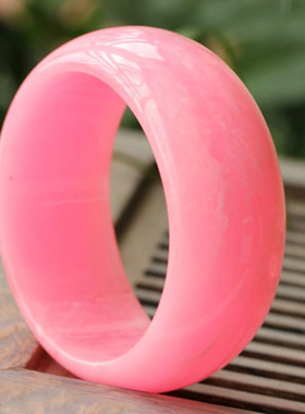 中东贵族加宽粉红色拉丝琥珀蜜蜡手镯 美人醉镯子 宽边女士手环