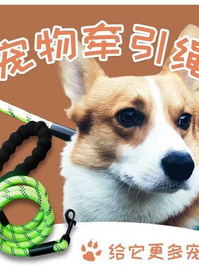 反光多色户外圆绳狗狗牵引绳泡棉手柄防爆冲耐用