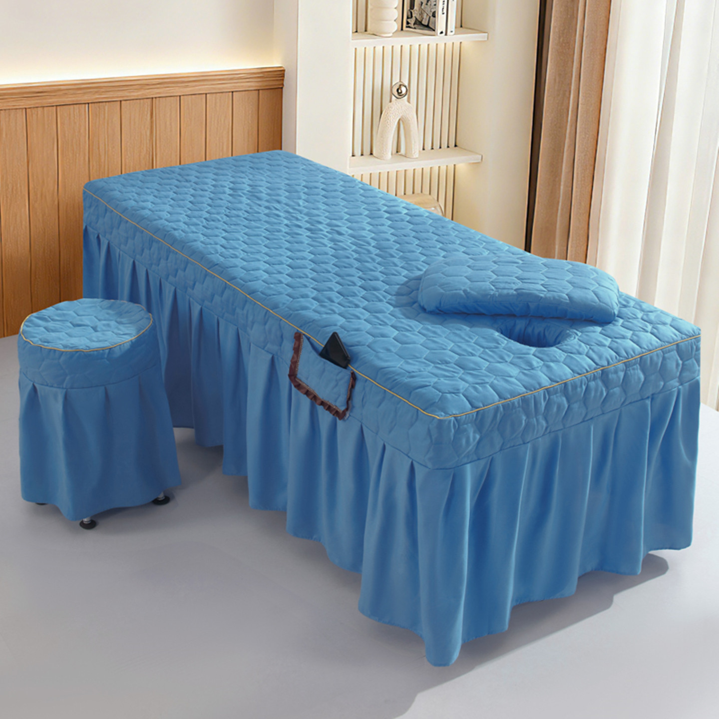 泰式美容床罩单件可定做美容院足疗洗浴按摩推拿医疗洗头床套带洞