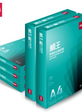 得力绿标王A4复印纸70g双面办公复印纸5包打印纸