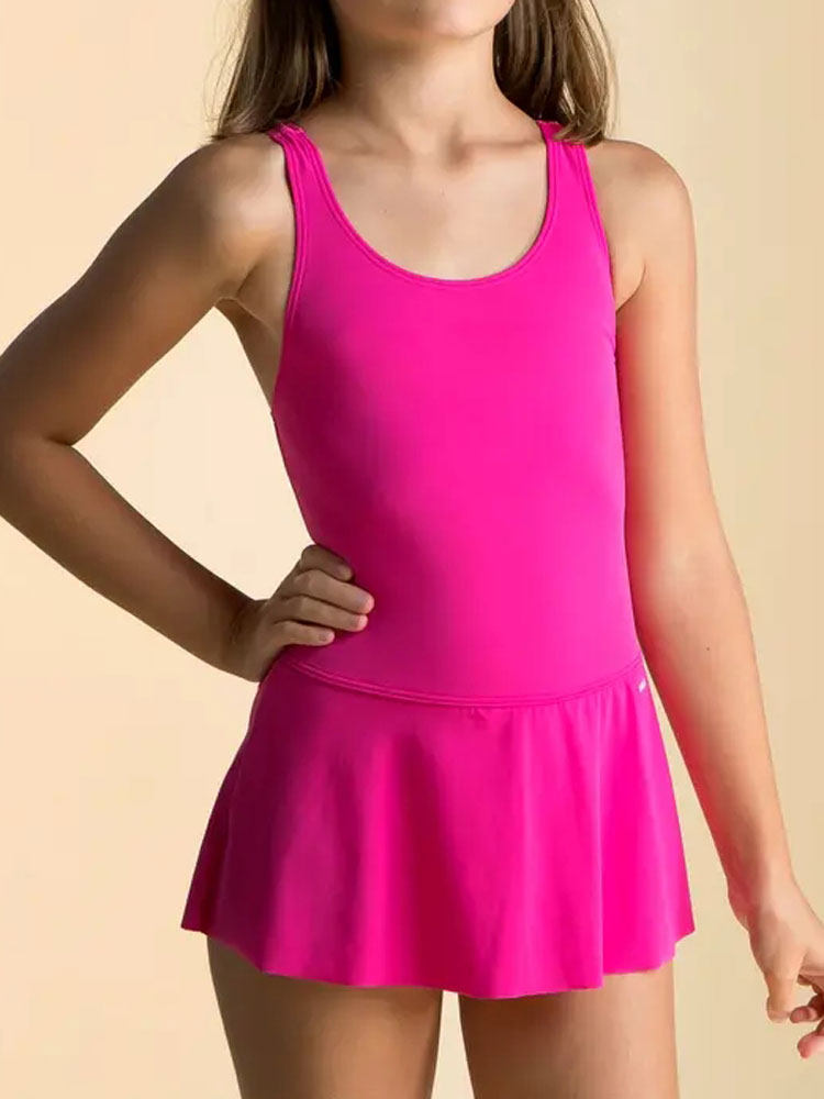 青少年泳装抗氯2024女孩游泳池训练Y型儿童超短裙式连体女童泳衣