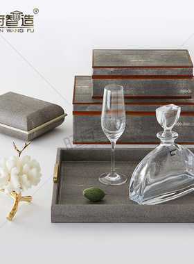 轻奢风样板间托盘纸巾盒创意摆件