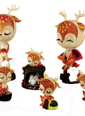 梦鹿娃娃可爱风桌面摆件家居装饰