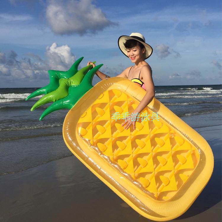 充气菠萝浮床水上拍照凤梨游泳圈派对道具成人浮排
