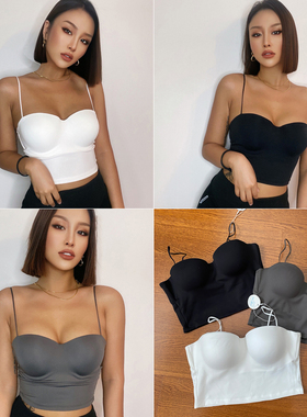 2021年欧美辣妹春夏百搭性感修身一体罩杯升杯聚拢外穿短款吊带