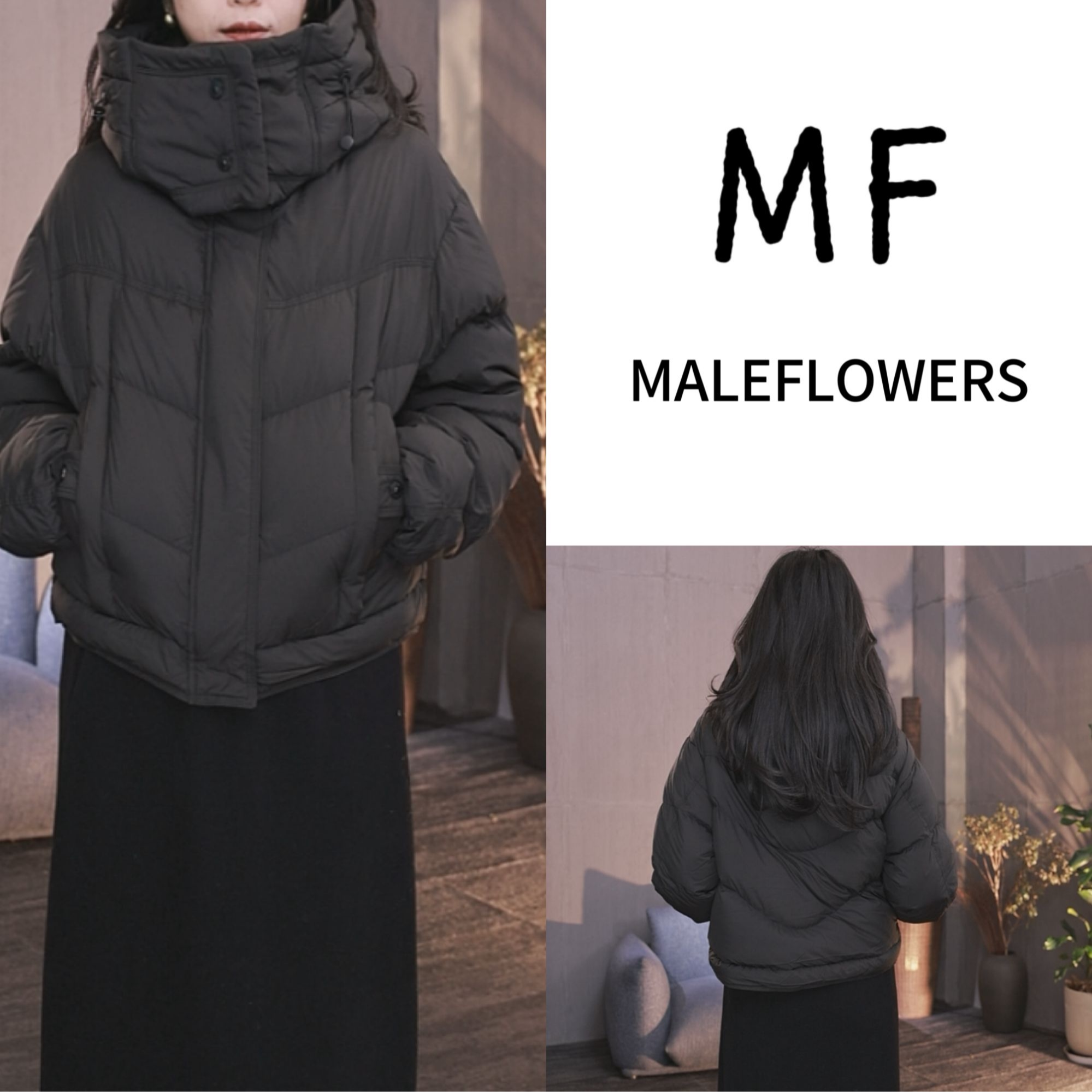 东倪MF  加厚冬季短款连帽9羽绒服