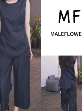 东倪MF 夏季薄款休闲宽松无袖背心阔腿裤套装气质百搭 86B5118