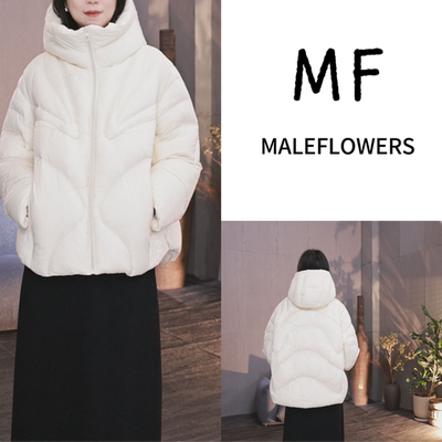 东倪MF 90白鸭绒绒连帽几何拉链冬款短款百搭休闲羽绒服 86A111