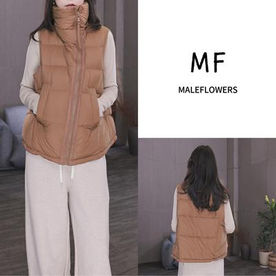 东倪MF 白鸭绒冬季羽绒马甲立领宽松小众斜拉链保暖马甲 85D88131