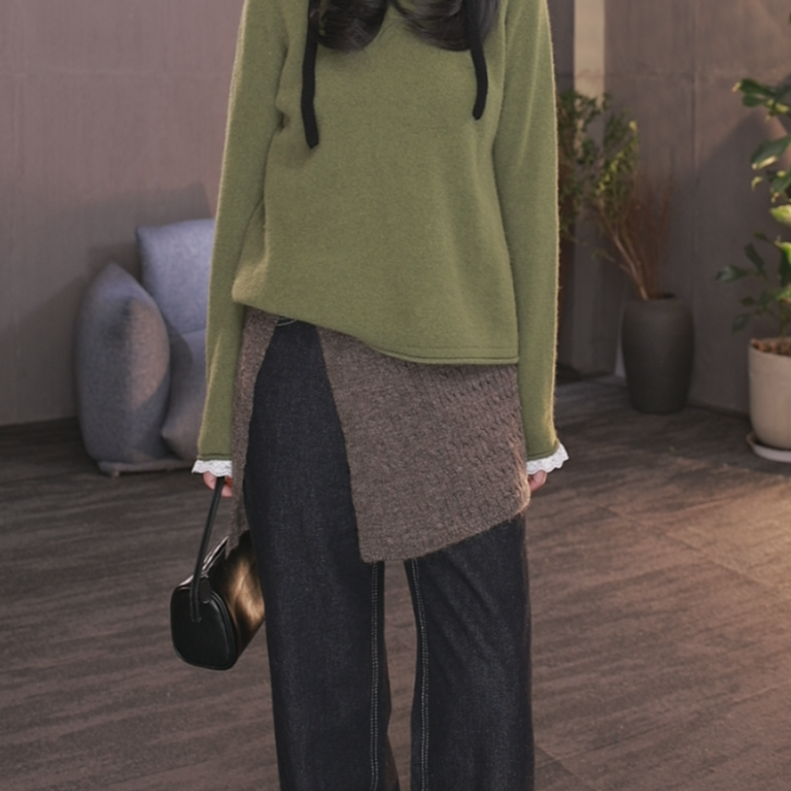 东倪MF 叠穿显瘦针织屁帘半身裙时尚百搭氛围感秋冬新款 85D1053