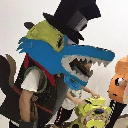 儿童diy纸箱动物大灰狼拼装玩具