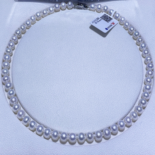 妈妈链 项链颈链强光百搭时尚 诸暨天然淡水无核珍珠8 9mm近圆款