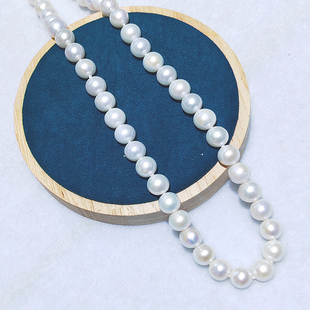 诸暨淡水无核珍珠9 女士礼物 10mm圆珠微瑕项链日常佩戴送妈妈链款