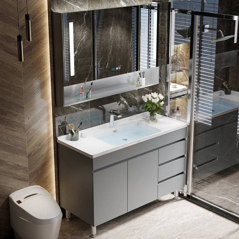 304不锈钢浴室柜组合陶瓷盆一体智能洗脸洗手面盆池卫生间洗漱台