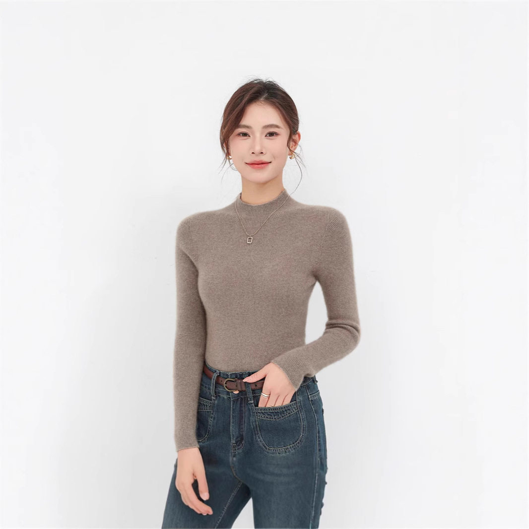 高领羊绒衫女秋冬修身套头毛衣针织上衣内搭羊毛打底衫羊绒配大衣