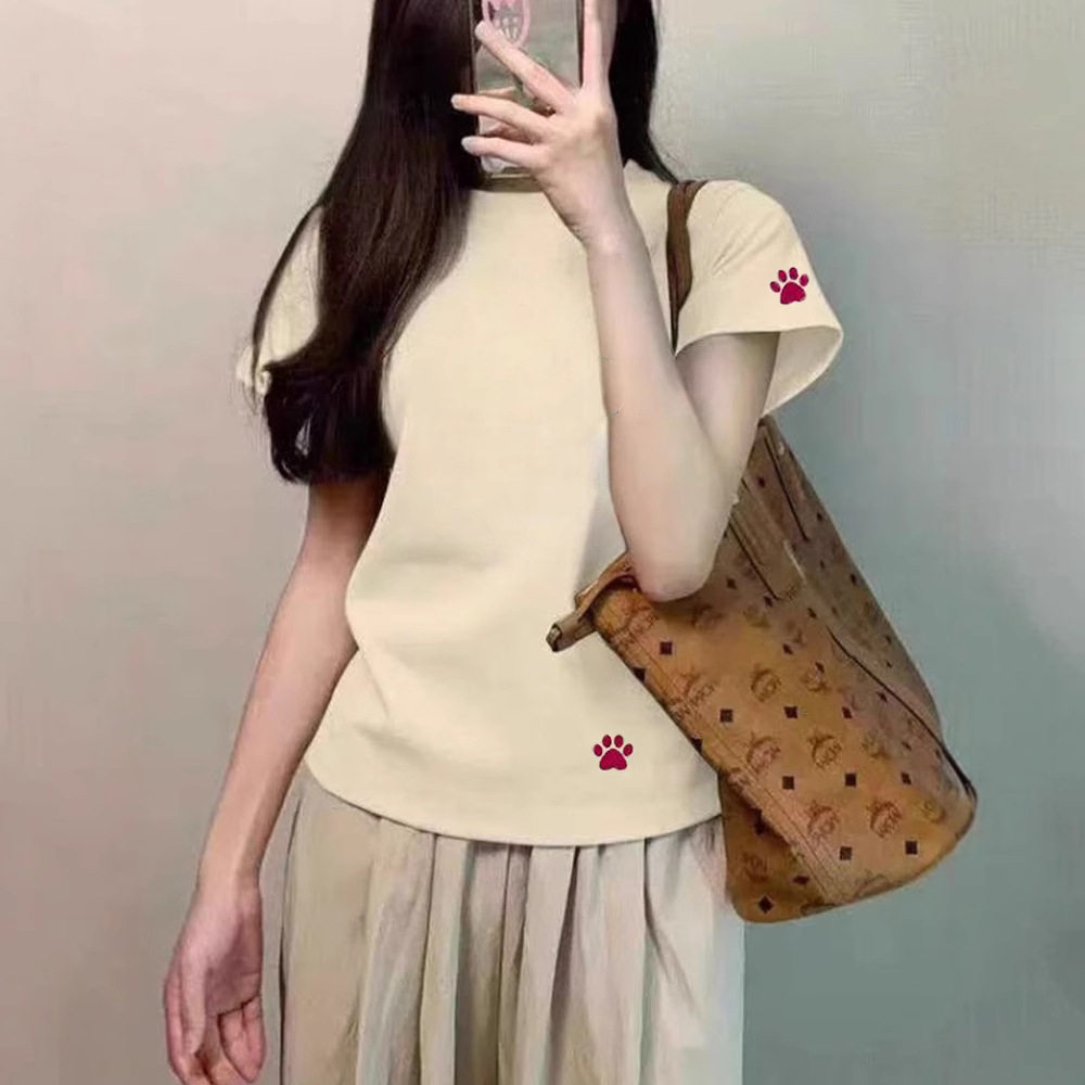 夏季新款小众卡通可爱猫猫脚印印花设计短袖T恤女休闲上衣减龄T恤,女装/女士精品,T恤,淘宝优惠券,粉丝福利购,淘宝优惠卷