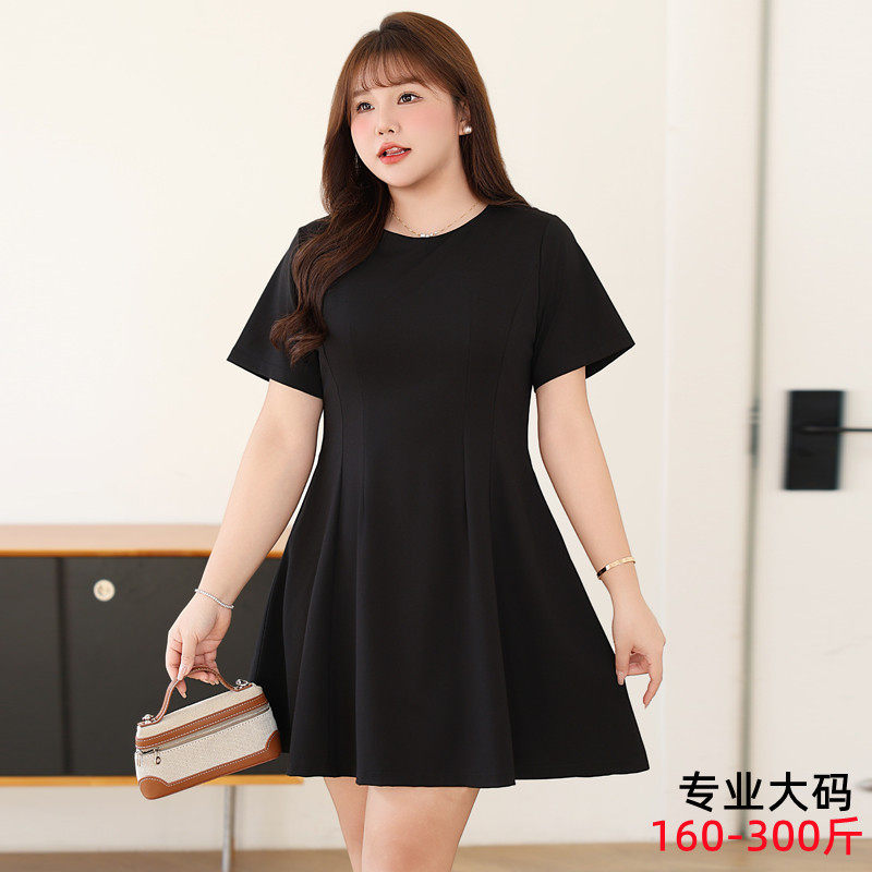 2025法式大码女装连衣裙夏季新款气质短袖收腰修身显瘦A字裙 8617,女装/女士精品,大码连衣裙,淘宝优惠券,粉丝福利购,淘宝优惠卷