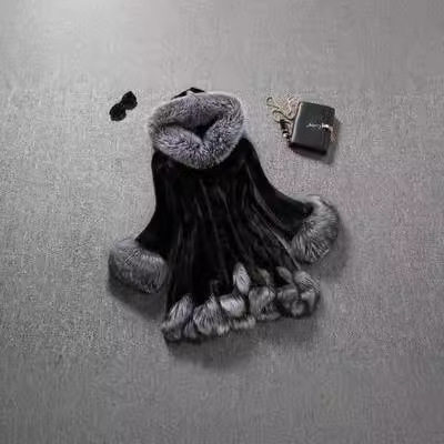 S-6XL新款仿皮草人造皮草外套女款白色兔毛貂皮冬装连帽大衣