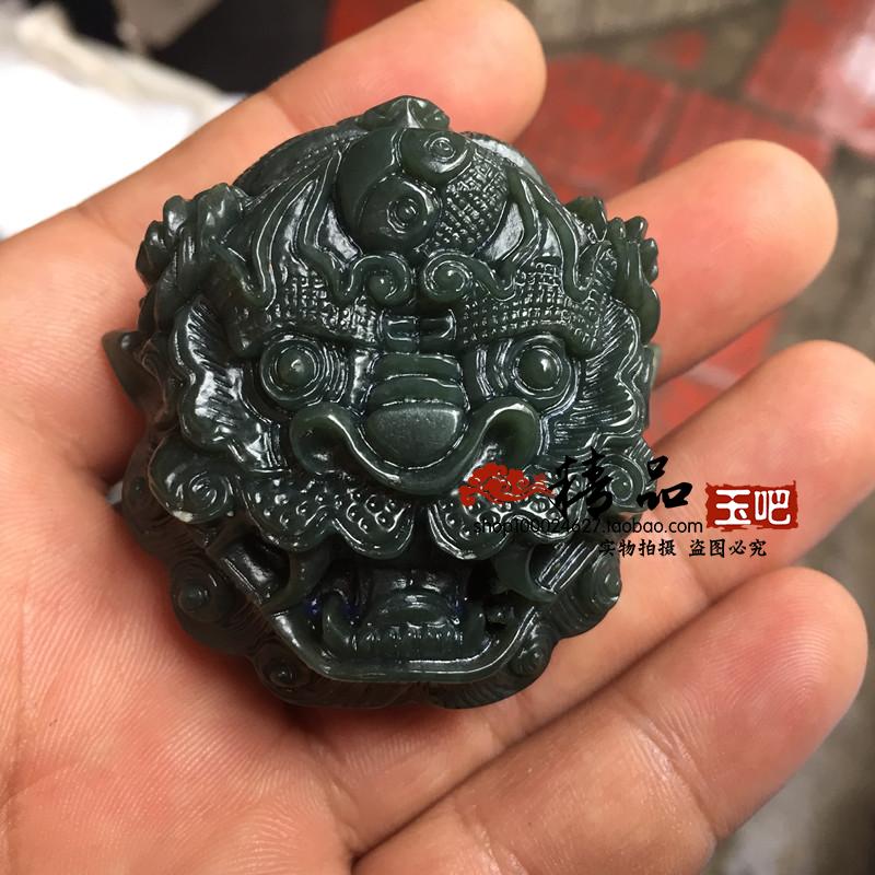 和田玉青玉虎头玉腰扣玉石玉器男款 鬼头皮带扣兽头腰配男士礼物