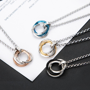 戒指项链男潮简约情侣女嘻哈吊坠学生胸前挂饰钛钢毛衣链个性配饰