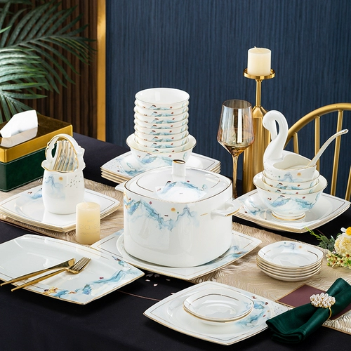 Керамическая фарфоровая посуда для домашнего использования, комплект, китайский стиль, защита от ожогов