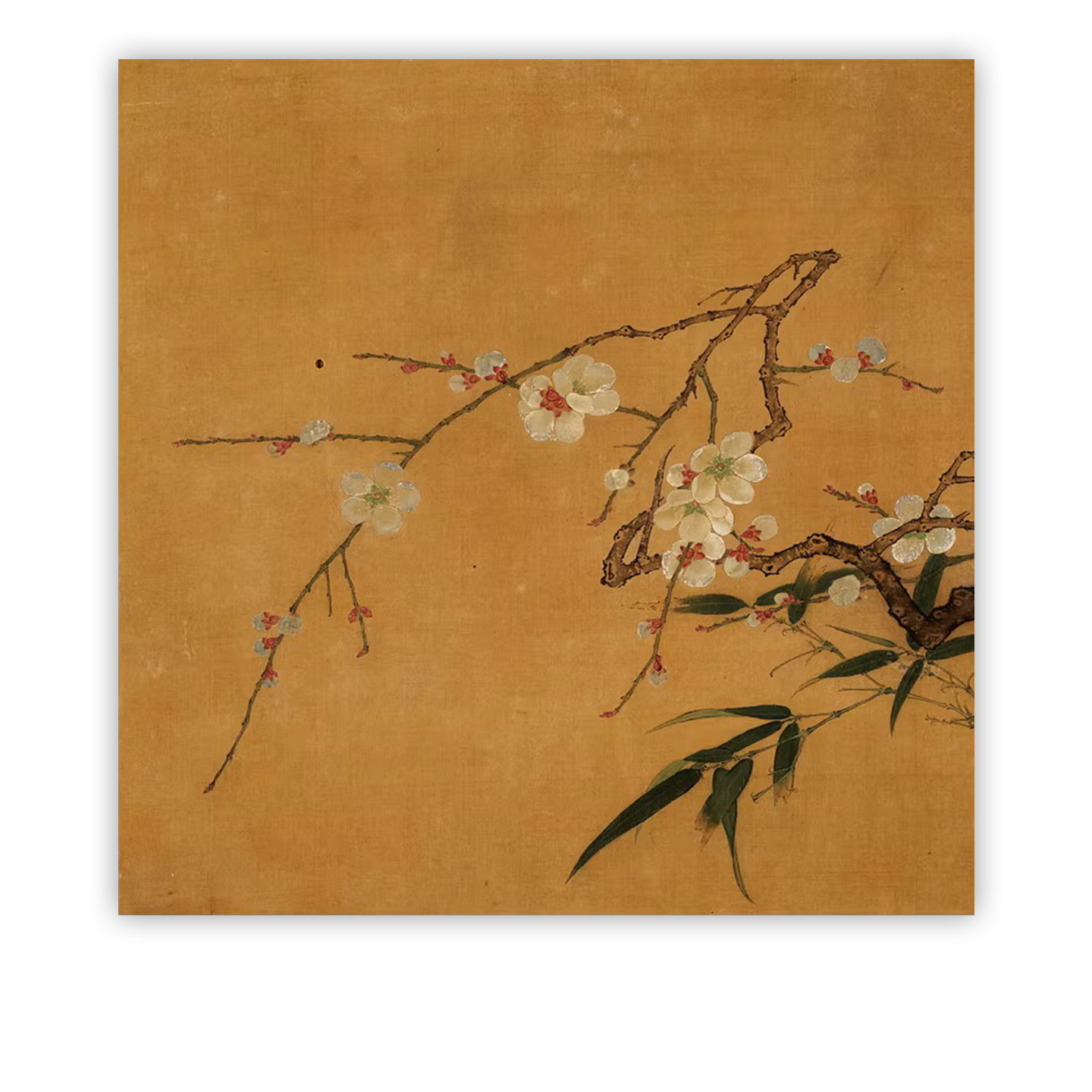 自粘方形宋代古典花鸟复刻贴画新中式茶室书房玄关防水免打孔墙贴