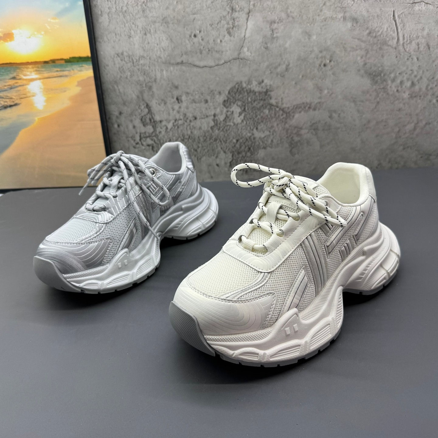 韩版网面透气老爹鞋2026春季新款撤柜断码真皮跑步轻便运动鞋女鞋,女鞋,时尚休闲鞋,淘宝优惠券,粉丝福利购,淘宝优惠卷