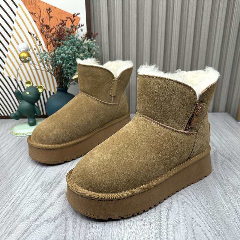 2025新款撤柜断码处理冬季真皮厚底套筒时尚百搭加绒加厚雪地靴